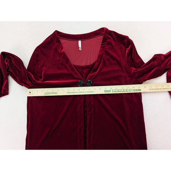 White Stag Women's Top Size XL Red Velour Velvet Textured 2-For Goth Romantic - Picture 9 of 16